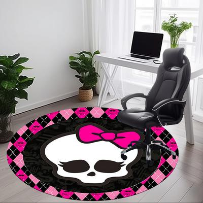 1pc Monster High Skull Chair Carpet for Office Non Slip, Machine Washable Rug for Office, Room Holiday Decor for Christmas, Birthday Polyester