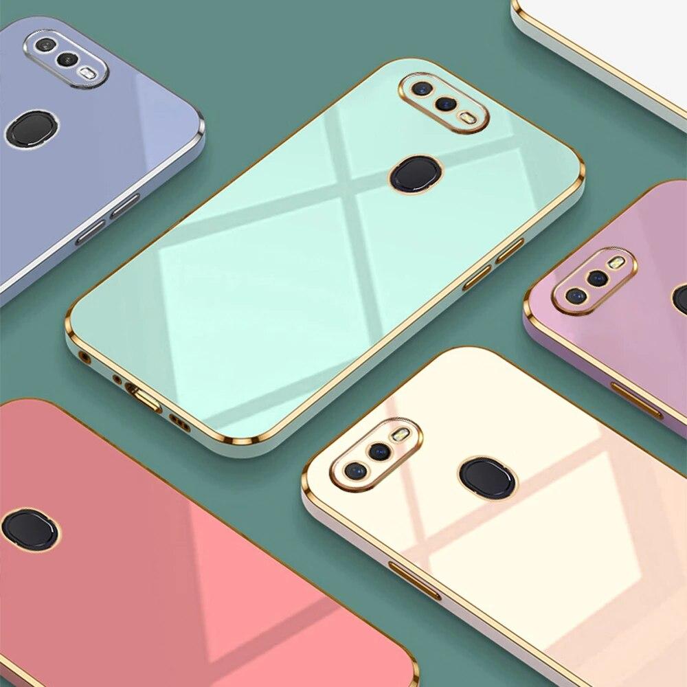 Pro Oppo A5s Case OPPO A7 AX7 Phone Case Oppo A12 Cover CPH1901 CPH1903 CPH1905 Luxusní čtvercový pokovení Nárazuvzdorný zadní kryt