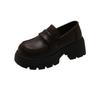 Platform loafers women's 2025 spring new versatile college style single shoes JK style black round head thick heel small leather shoes