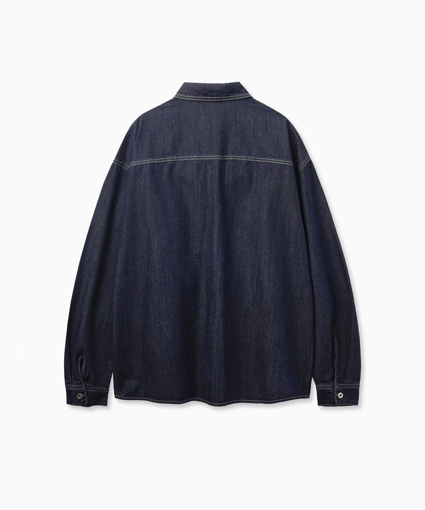 Nopeimeoseu Carpenter Pocket Denim Shirts (Blue)