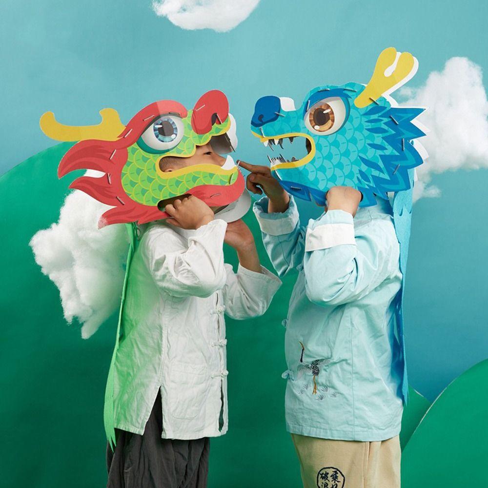 Traditional Chinese Dragon Head Mask 3D Dragon Boat Racing Toy  New Year Decor