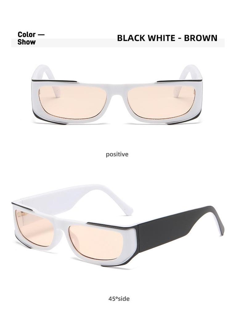 Trendy Small Frame Color Block Sunglasses - Fashionable Punk Style for Internet Celebrities