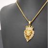 AAA CZ Crown Lion King Pendant Gold Silver Plated Punk Hip Hop Animal Lion Lion Head Men's Stainless Titanium Steel Necklace