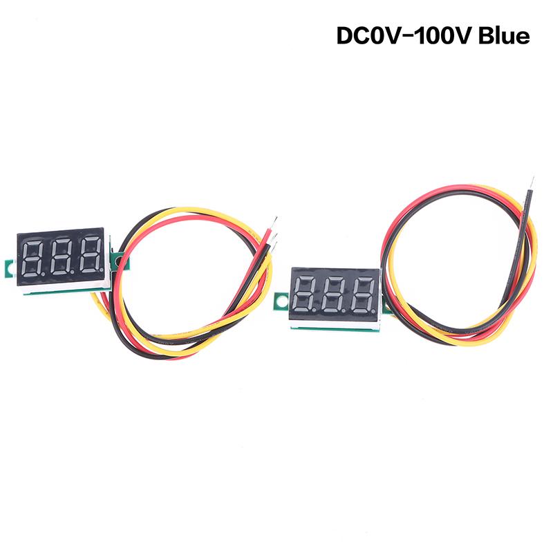 2PCS DC 0-100V LED Digital Voltmeter 0.36" Red Green Blue Voltage Detector For Car 12V Mobile Power·