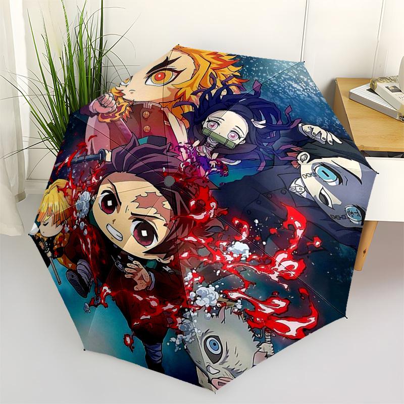 

1pc Nezuko, Tanjiro, Zenitsu & Rengoku Chibi Characters Outdoor Umbrella - Automatic Opening/Closing, 3-Fold Design, Iron Frame, Festival Gift for Fan