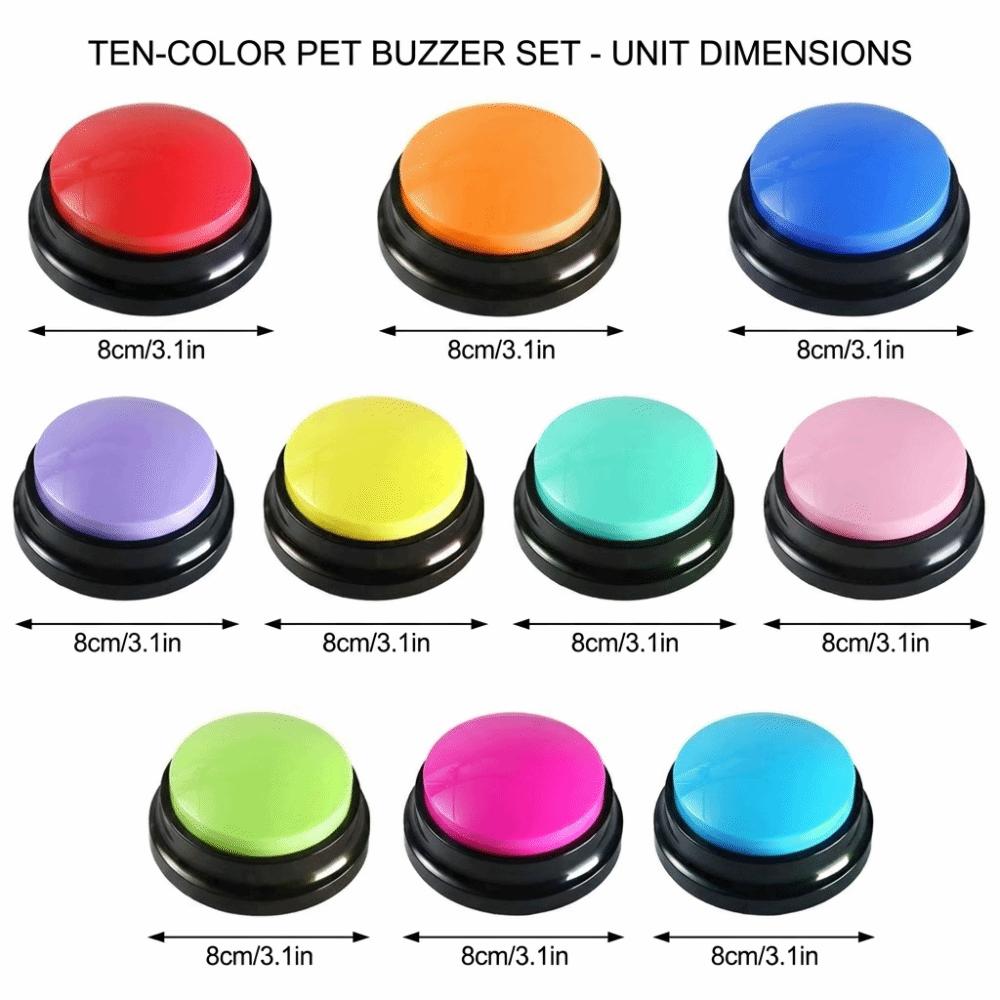 Portable Pet Communication Button Round Battery Powered Voice Training Toy Bright Color Reusable Recording Sound Box