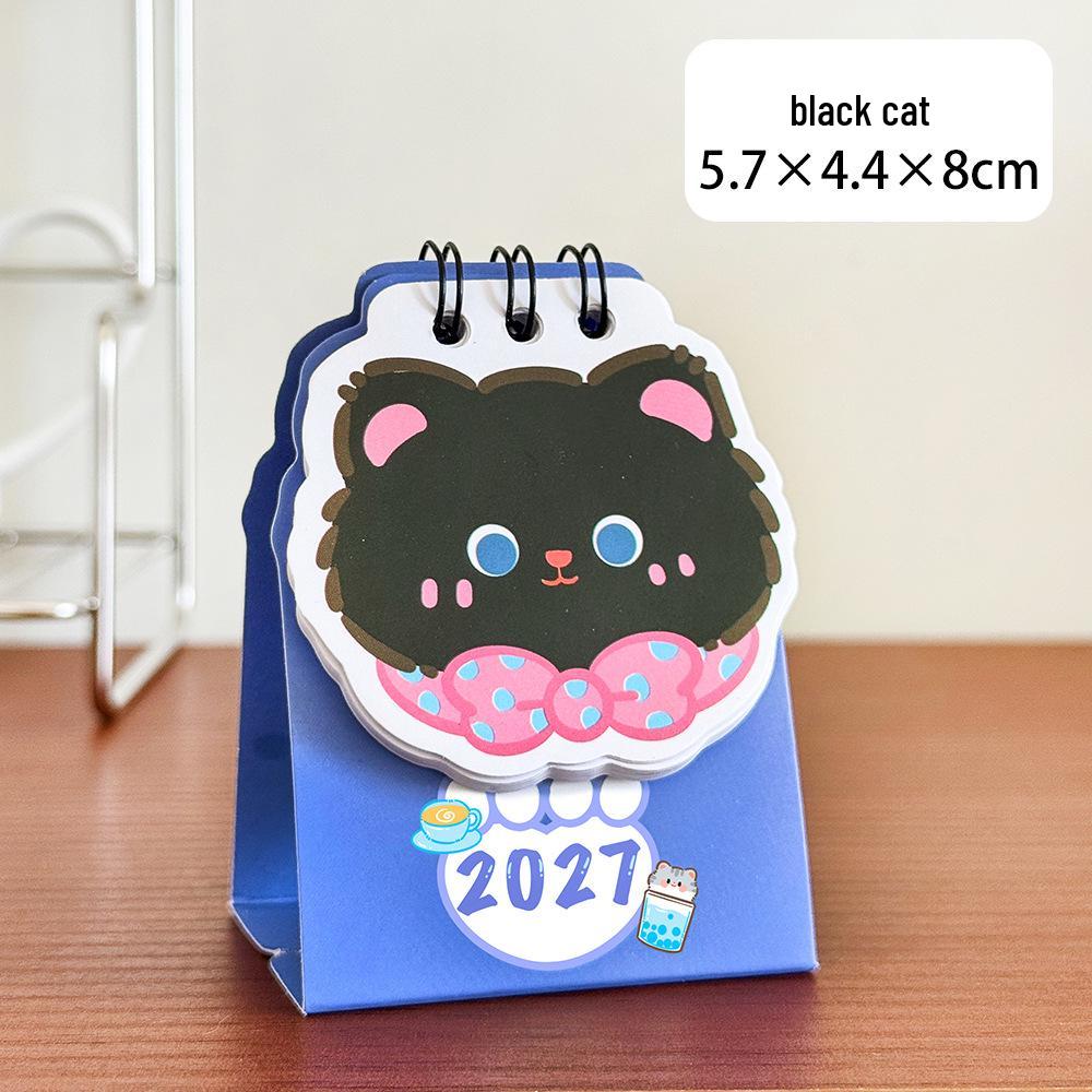 2026 Cute Cat Heart Desk Calendar with Check-in Record Ornament | Cartoon Bean Theme | High-Value Self-Discipline Small Calendar