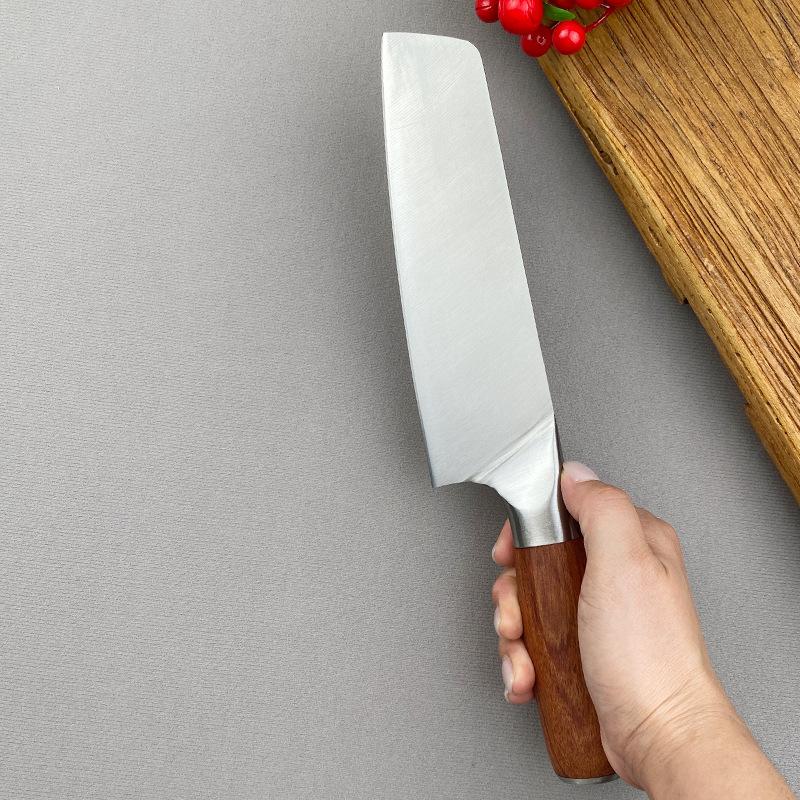 Meat Cleaver Stainless Steel Slicing Knife Laser Damascus Pattern Meat Chopping Butcher Knife Wood Handle Kitchen Chef Knife