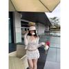 Kumikumi Sweet Floral Long Sleeves Cardigan Women's Short Tank Top Small Slip Top Autumn Culottes Skirt Three-Piece Set