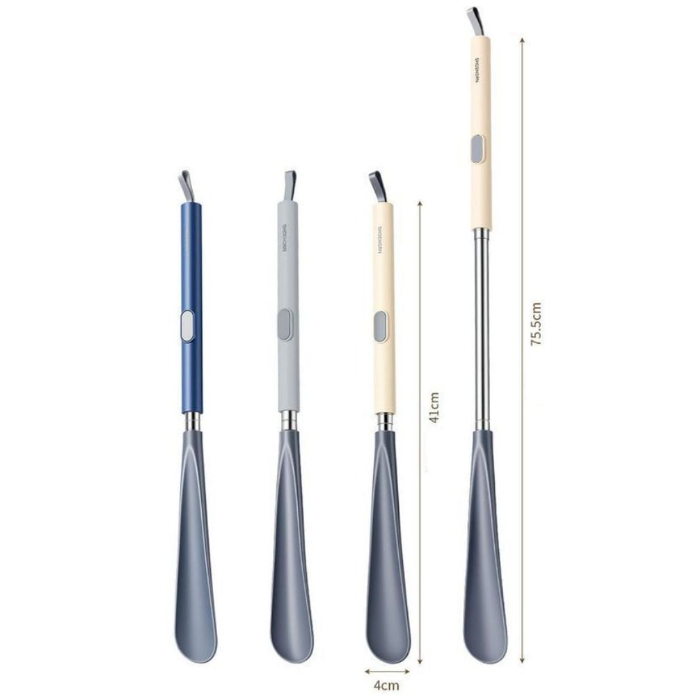 Portable Adjustable Length Long Shoehorn Hanging Useful Shoe Puller Stainless Steel Shoe Remover for Elderly, Pregnant Women