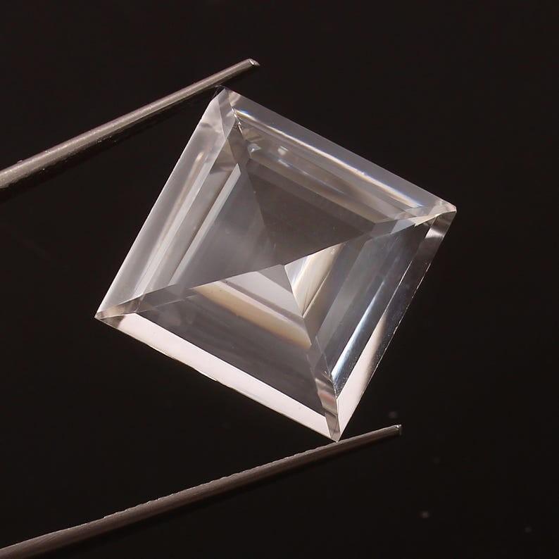 AAA Flawless 14x14 Heated Ceylon White Sapphire Square Cut Loose Gemstone