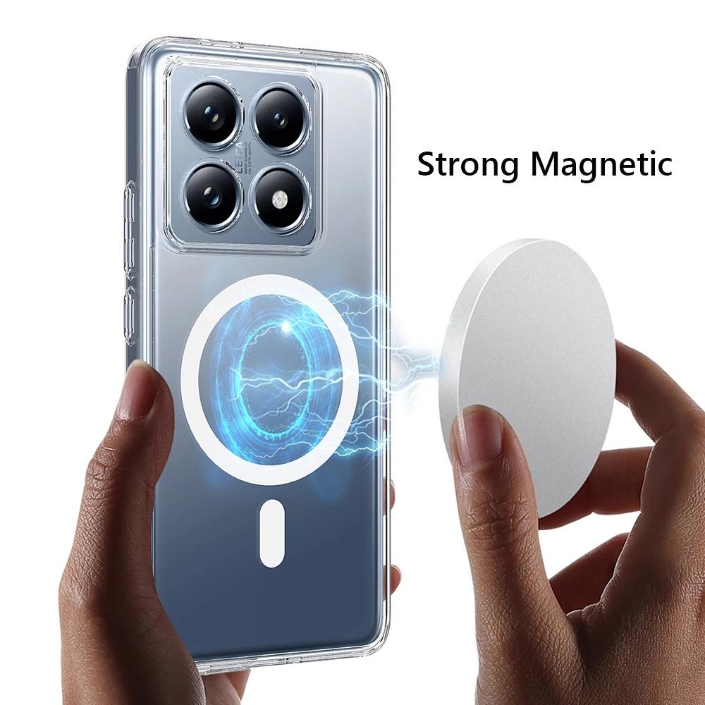 For Magsafe TPU+PC Arcylic Magnetic Wireless Charging Case For Xiaomi 14T 15 Pro 15 14 ULTRA Clear Shockproof Back Cover