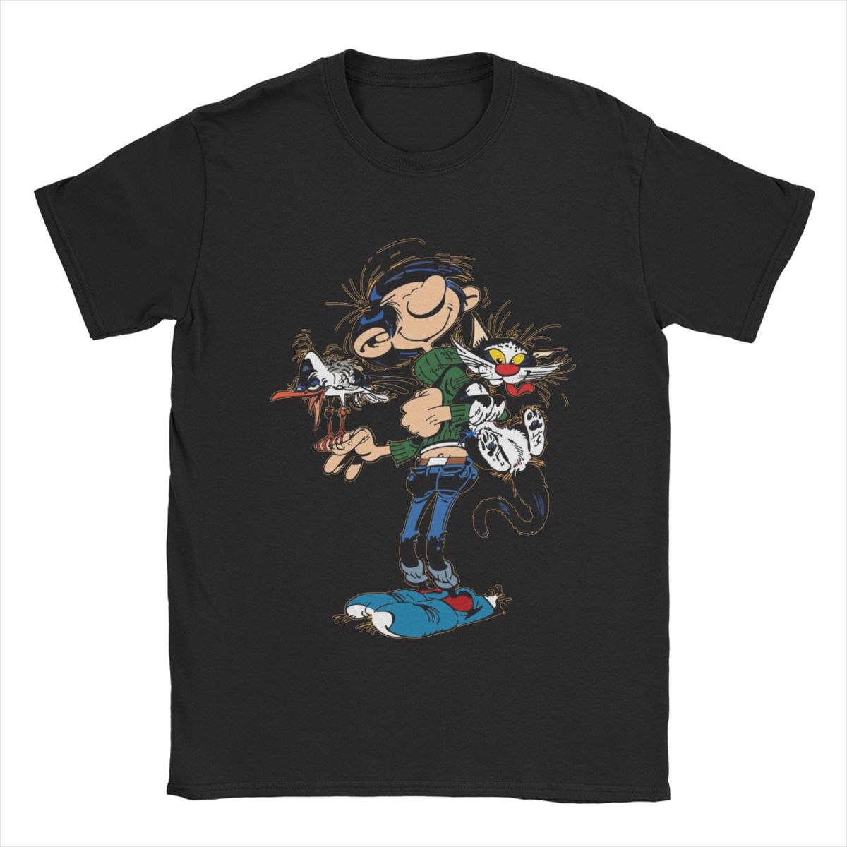 BenberFashion Heren The Twins Of Gambler Gomer Goof T-shirts Gastone Lagaffe Puur Katoen Kleding Cool T-shirt met Ronde Hals Cadeau Idee T-shirt XL