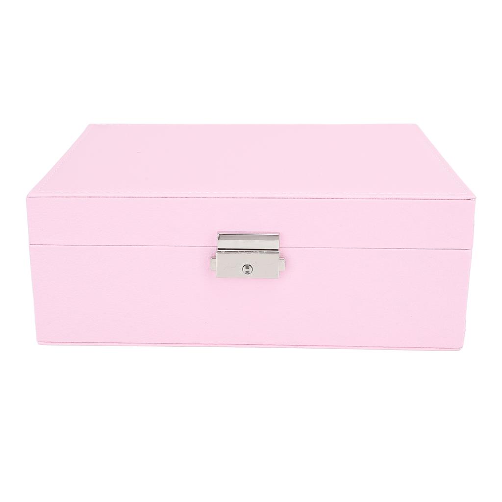 Double Layer Jewelry Box Soft PU Leather Jewelry Storage Organizer with Lock for Necklace Bracelet
