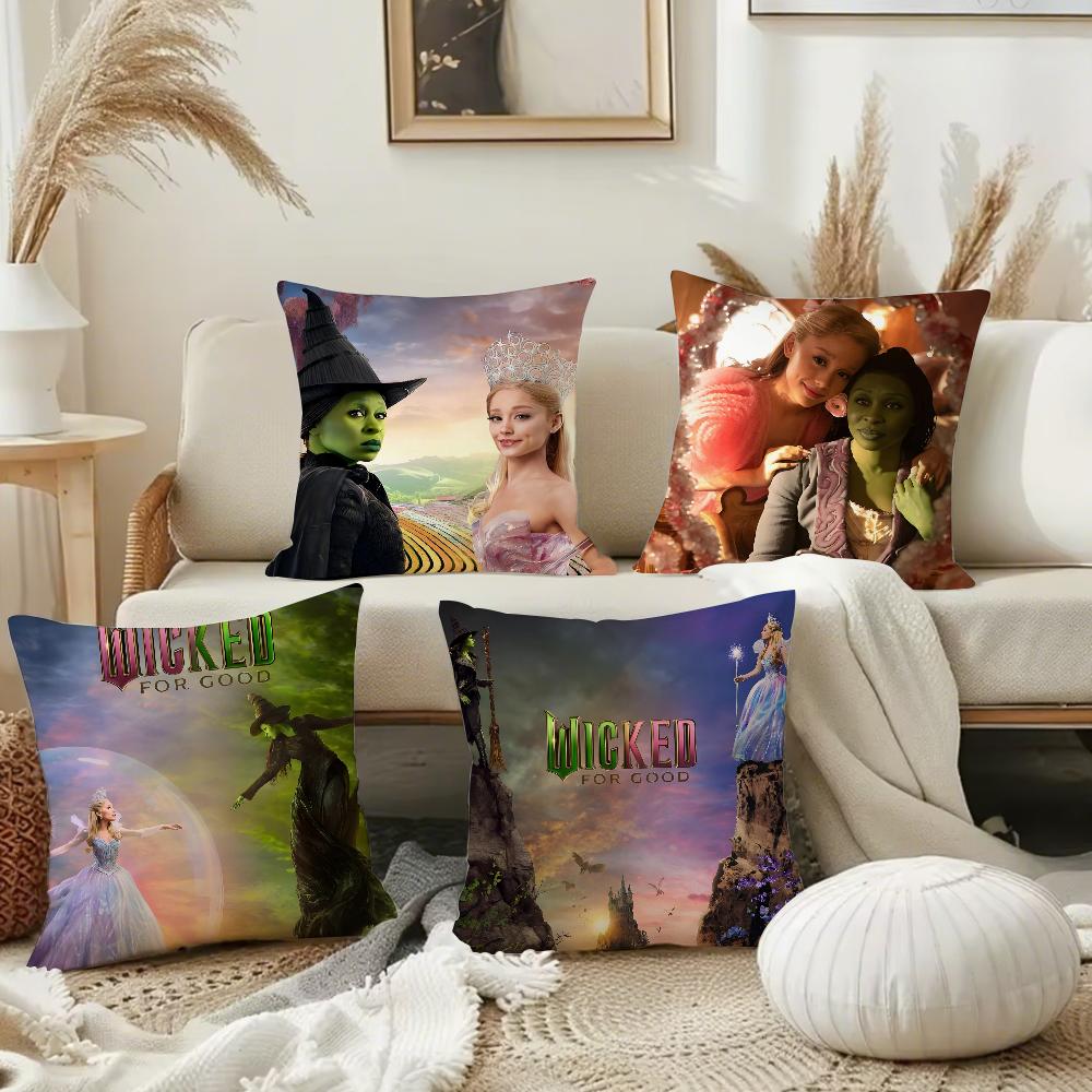 Movie W-Wicked Pillow Case Square Double-Sided Printing Short Plush Sofa Cushion Cover Bedroom Bedside Pillow
