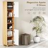 Bathroom Cabinet With 2 Cupboards And Open Shelves Adjustable Internal Shelves 30x30x166 Cm White And Wood