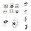 1/6pcs Minimalist Acrylic Rhinestone Open Ring - Geometric Adjustable Knuckle Ring for Women Trendy Party Jewelry Gift Accessory