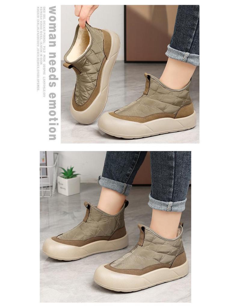 Damen High-Top Fleecegefütterte Schneestiefel - Kältefest, Warm und Stilvoll Baumwollstiefel