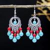 Bohemian fringed turquoise earrings retro ethnic style earrings personality temperament ear jewelry