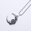 Gothic Rose Moon Necklace: Unisex Vintage Dark High Street Pendant, Romantic & Trendy for Couples