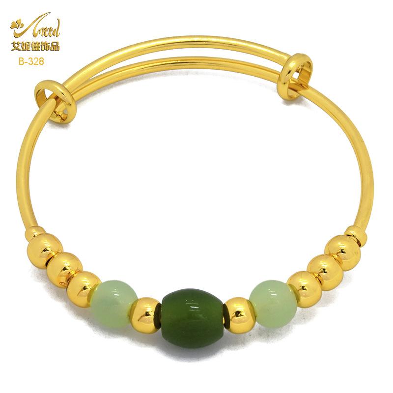 

Комплект ювелирных изделий Свадебный бронзовый позолоченный браслет Браслет из нефритовых бусин Вьетнамский песочный золотой женский браслет Модные свадебные украшения для невесты