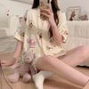 Cardigan Short Sleeve Shorts Pajama Set Girls Summer Kimono Sweet Cute Panda Can Wear Loungewear