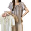 Plus Size Floral 3D Patchwork Chiffon T-shirt - Women's Summer Short Sleeve Loose Fit Top
