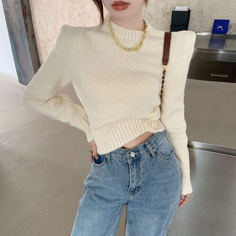 

Укороченный свитер, женская мода, вязаный джемпер, пуловер, свитера, осень-зима, новая мода, повседневные топы с длинным рукавом, женская трикотажная одежда S