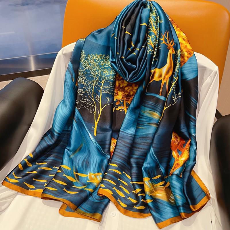 Hochwertiger Sommerseidenschal - Langer, modischer Sonnenschutzschal für Damen