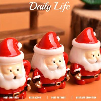 10 Set Resin Santa Claus Coffee Cup Pretend Play Toys Crafts DIY Miniature Christmas Water Cup Cute