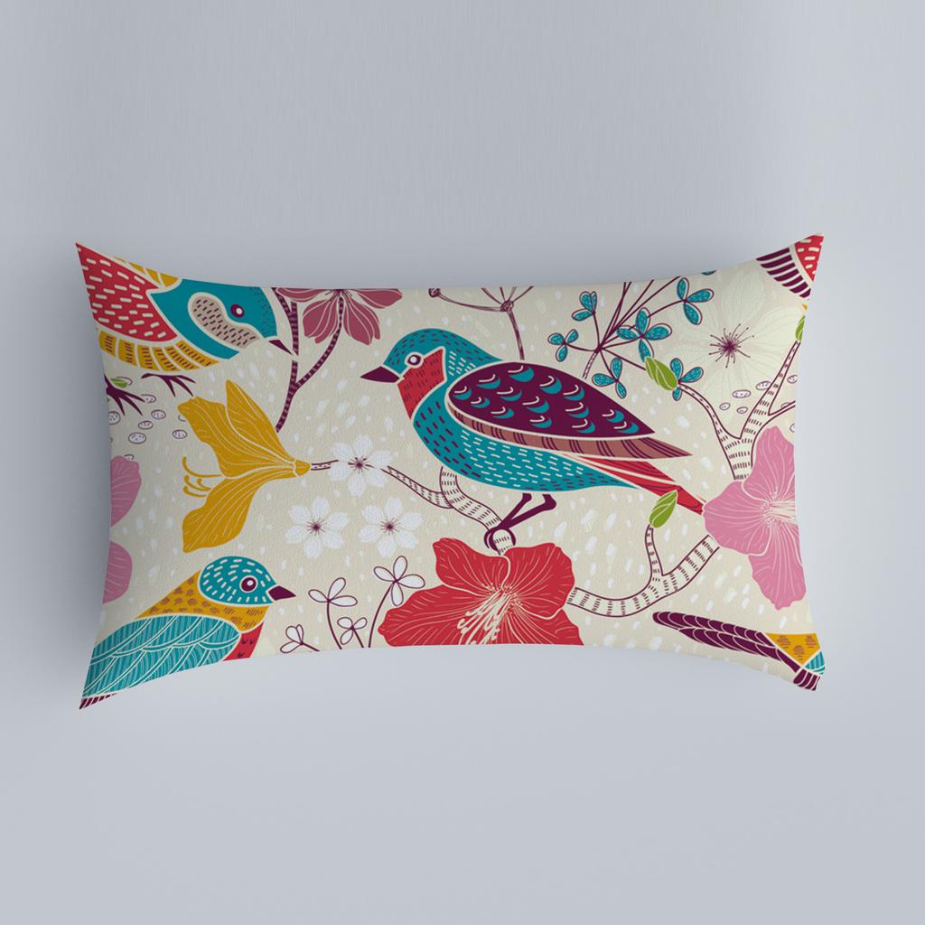 Bedroom Living Room Sofa Home Pillowcase Car Back Pillowcase Chinese Pillowcase Flower and Bird Pattern Cushion Cover