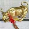 Toro d'Ottone Wall Street Scultura di Bestiame Statua di Mucca in Rame Ornamento Mascotte Decorazione per Ufficio Artigianato Raffinato Regalo Aziendale