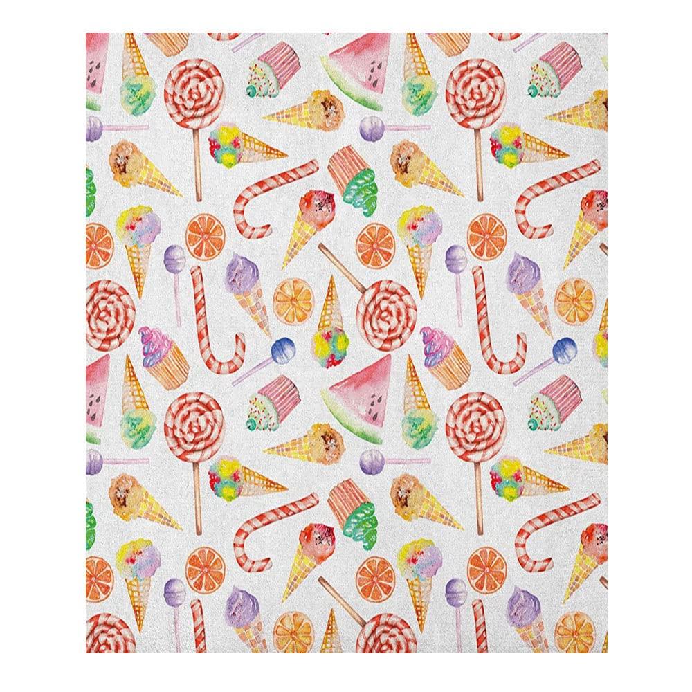 Sweet Ice Cream Throw Blanket Super Soft Warm Blanket For Couch Bed Sofa Office Car,Cozy Flannel Plush Blanket Gift For Girl Boy