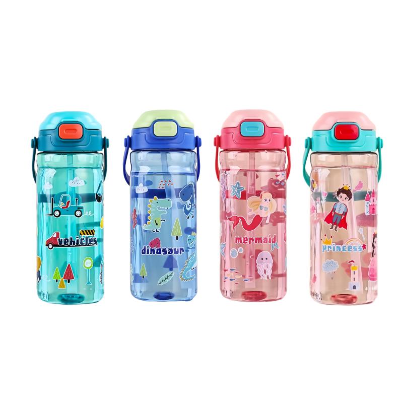 550ML High-Quality Outdoor Camping Drinking Tools Kids Straw Cup With Handle Plastic Straw Water Cup Sports Water Bottle