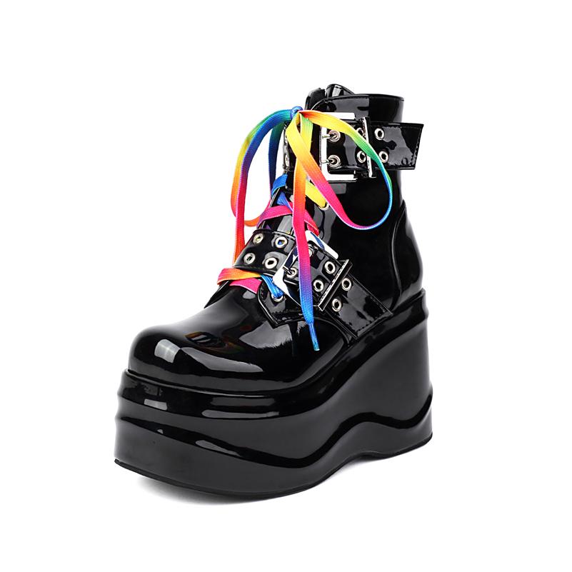 

ANNYMOLI Жіночі ботильйони Круглий носок Плоска платформа Високі підбори Платформа блискавка Короткі черевики Жіноче модне взуття Зима 45 39 чорний