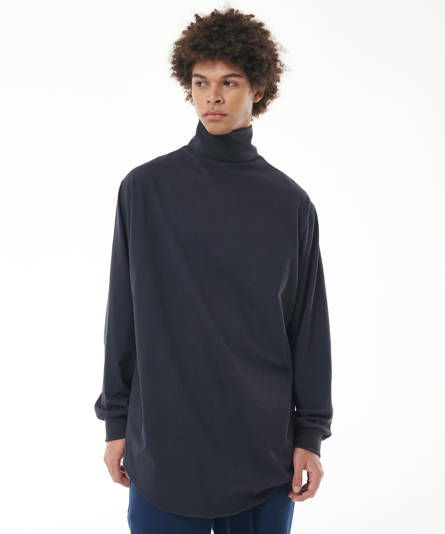 Attention Row Zipper Turtleneck Long Sleeve (Dark Navy) 1