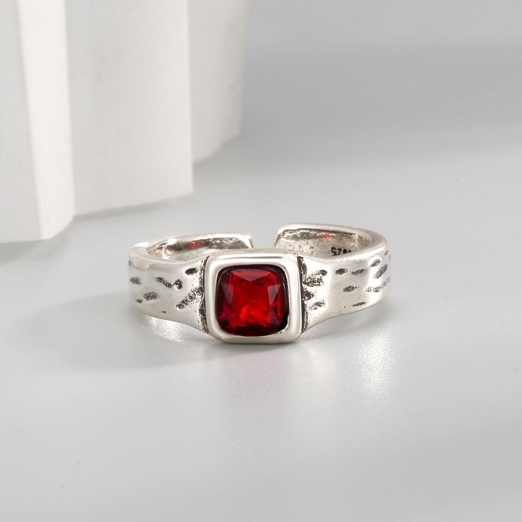PANJBJ Anello Geometrico in Argento Sterling 925 con Giada di Hotan per Donna Ragazza Regolabile Gioielli Delicati Retrò Regalo di Compleanno Dropshipping