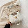 Simple Solid Color Gold Buckle Decoration Women Casual Shoulder Bag For Daily