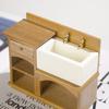 Miniaturní nábytek 1/12 domečku pro panenky Realistická scéna do koupelny Mini Kompaktní jemné zpracování Dřevěný umyvadlo