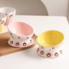 Creative Ceramic Drinking Water Food Tall Footed Bowls, Anti Overturning Neck Protection, Large Caliber, Cat Bowl, Supplies, 1Pc