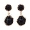 Vintage Black Gold Relief Frog Shell Plant Earrings Earrings French Luxury Elegant Personality Versatile Women's Models