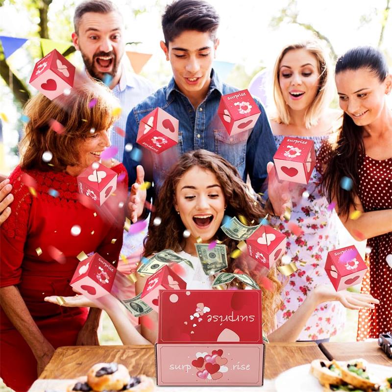 Подарункова коробка-сюрприз. Подарункова коробка-вибух для грошей, смішна коробка-грошівка для грошового подарунка, складна подарункова коробка, що підстрибує, на день народження, ювілей, Валентина, пропозиція