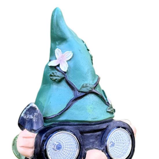 Garden Gnome Statue Outdoor Gnome Sculpture with Solar Lights Resin Gnome Holding Telescope Decoration for Lawn Yard Patio