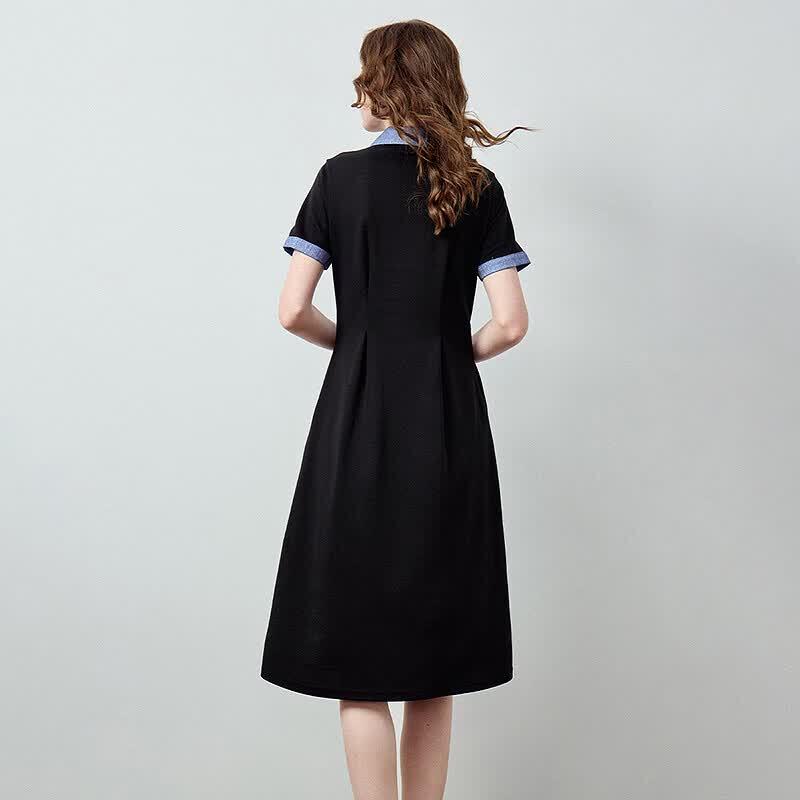 Chuyu Women's Denim Collar A-Line Polo Dress