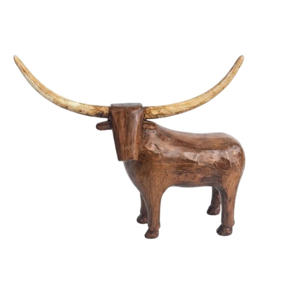 Vintage Style Longhorn Bull Sculpture Western Style Rugged Sheep Cow Figurine Handcrafted Rustic Longhorn Bull Craft Ornament