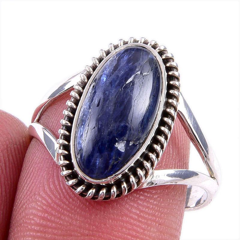 

Natural Kyanite Gemstone Handmade 925 Solid Sterling Silver Gift Ring S.9 n6A07