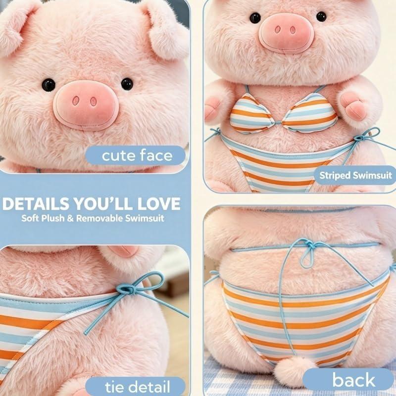 23/30/40CM Pink Pig Stuffed Animal Doll, Cute Bikini Pig Plush Pillow Toy for Boys Girls,Christmas Birthday Gift
