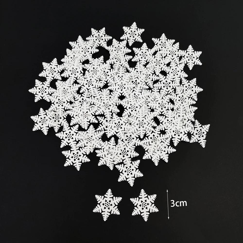 50Pcs Mixed Christmas Wood Chips Christmas Wooden Decoration Snowflake Chips Elk Xmax Tree Ornament Christmas Diy Craft Supplies