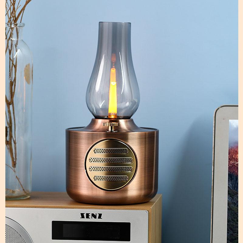 

Ретро Bluetooth Speake Керосиновая лампа Дизайн Громкоговоритель IPX4 Водонепроницаемый Звуковая панель Портативный музыкальный плеер Поддержка затемнения медный