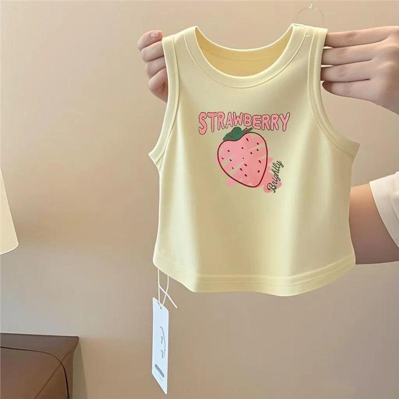 Baby Vest For Girls Tops Sleeveless Newborn Cartoon Undershirts Children  Round Neck T-Shirt Cotton Fashionable Casual Vest Toddler Clothes Summer
